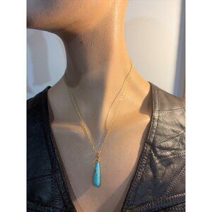 JTV BBJ 18K Gold Over 925 Sterling Silver Pendant Necklace W/ Turquoise Drop